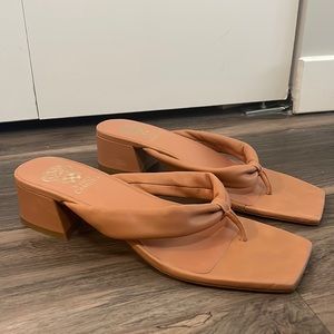 Vince Camuto Tan/Brown Leather Thong Sandals